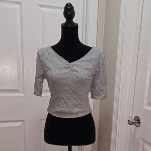 Gray Women's Ribbed Cropped Top